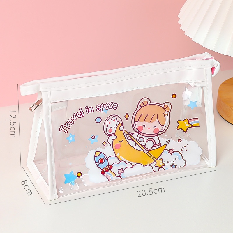 Hộp bút trong suốt cute túi đựng bút cỡ lớn học sinh văn phòng phẩm hàn quốc
