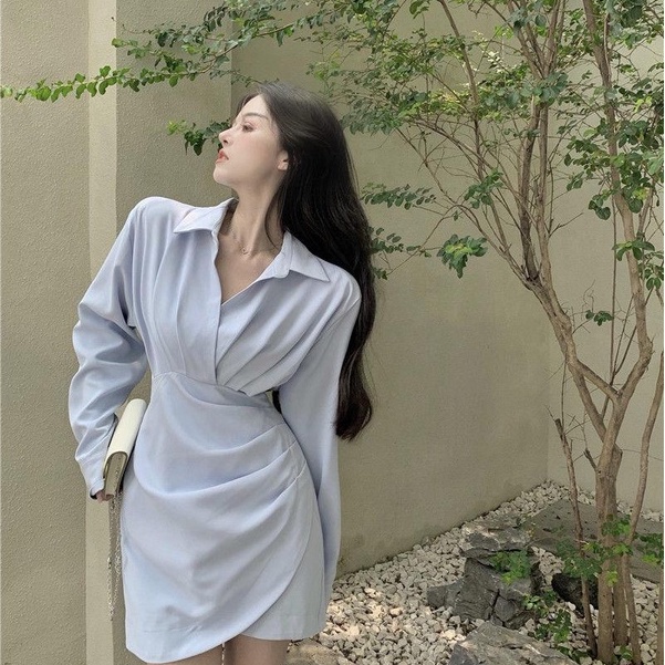 Đầm sơ mi MURIOKI tay dài thanh lịch thời trang công sở cho nữ