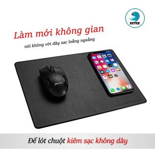 ĐẾ LÓT CHUỘT KIÊM SẠC KHÔNG DÂY MÀU ĐEN