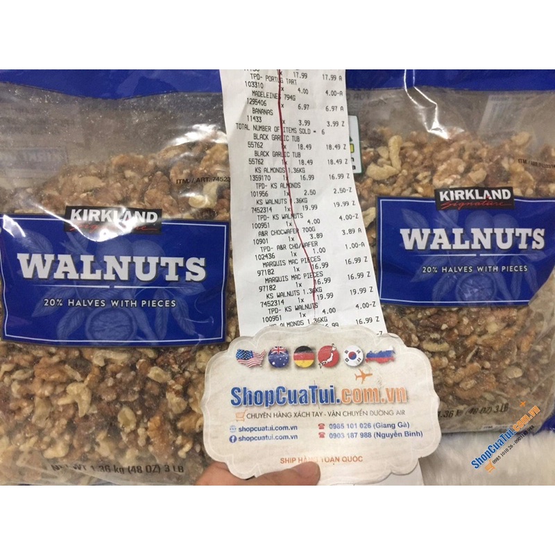 HẠT QUẢ ÓC CHÓ TÁCH VỎ WALNUTS Kirkland của Mỹ loại 1.36kg