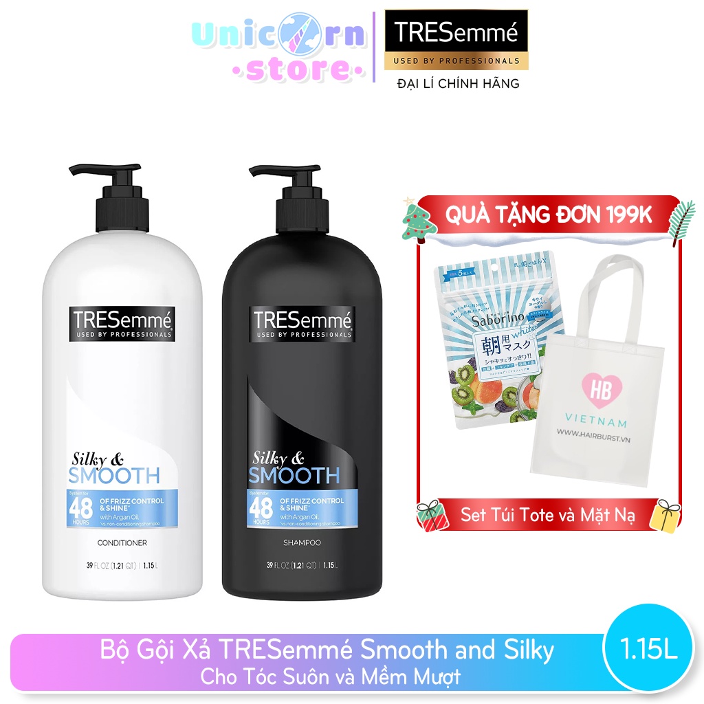 Bộ Gội Xả TRESemmé Smooth and Silky Cho Tóc Suôn và Mềm Mượt Suốt 48H 1.15L