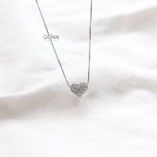 Dây chuyền tim đá dây xốp, dây chuyền tim đính đá dây mảnh Quinn Jewelry