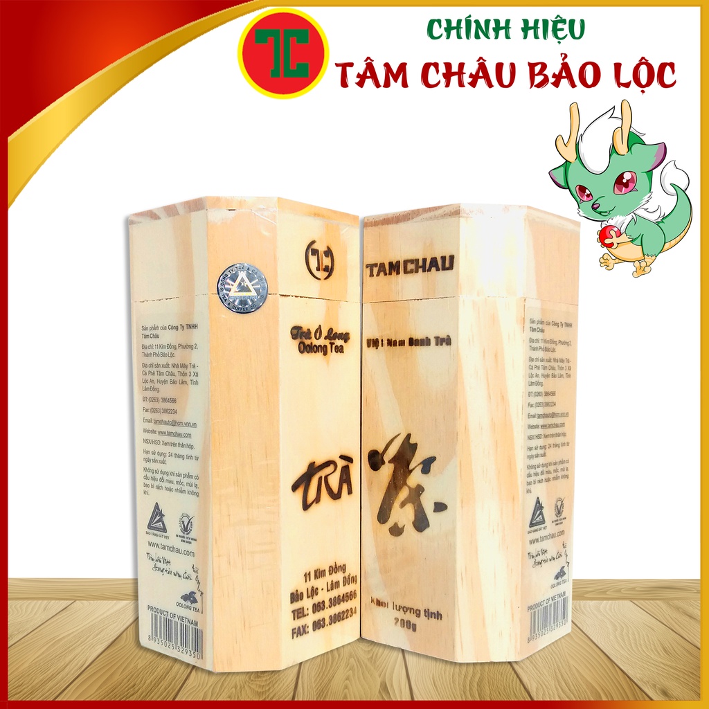 [TÂM CHÂU]Trà Oolong Cao Cấp Hộp Gỗ Sang trọng 200G - Chính hiệu TÂM CHÂU BẢO LỘC
