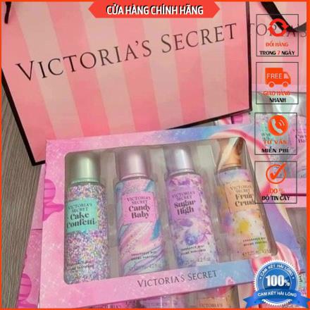 SET 4 chai body mist Xịt Thơm Toàn thân Victoria's Secret Body Mist 250ml Siêu Thơm Cá Tính, Năng Động - DORIS_STORE