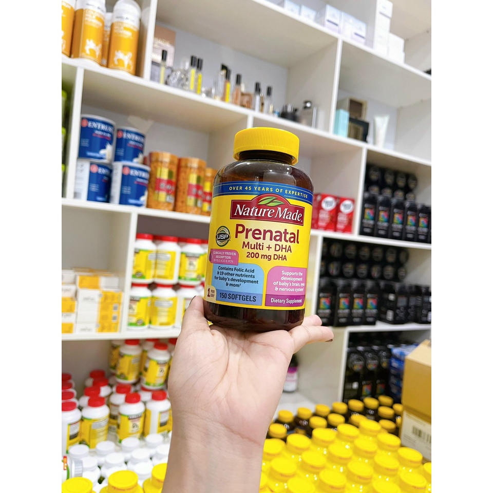 Vitamin Cho Bà Bầu Nature Made Prenatal Multi DHA 200mg, Hàng Chuẩn Mỹ, Bầu mỹ Prenatal số 1 Mỹ