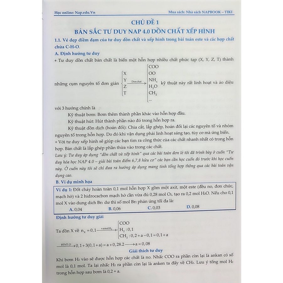 Sách - Tư Duy Hóa Học Nap 4.0 Giải Bài Toán Điểm 8-9-10 ( Hữu Cơ)