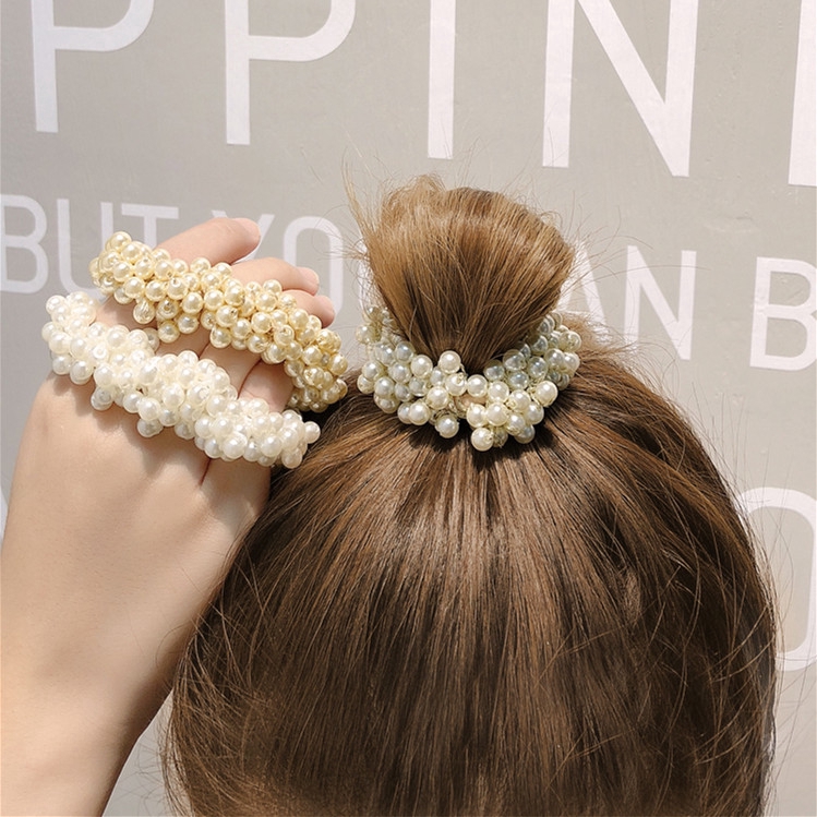 Dây buộc tóc co dãn đính ngọc trai đơn giản cho nữ