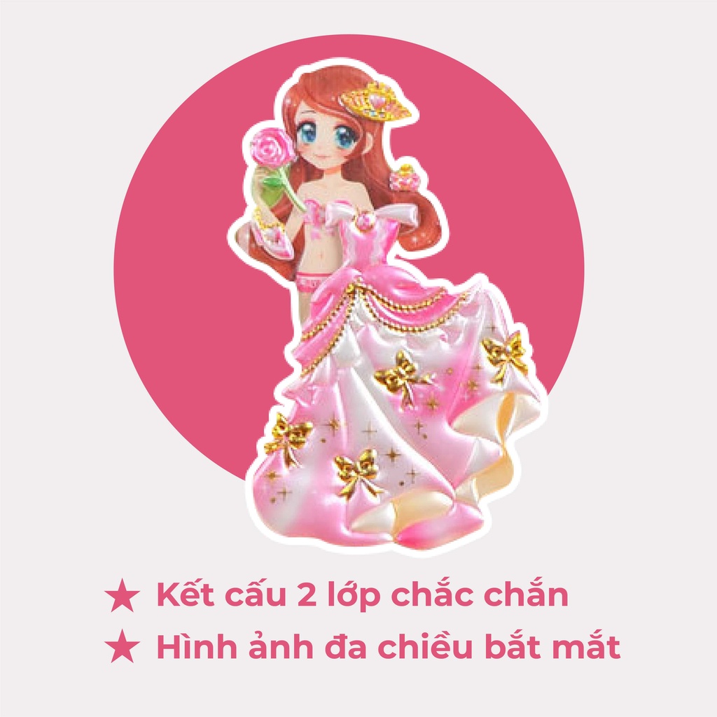 Set sticker hình dán công chúa fesson, Sticker cute 3d cho bé phối đồ và phụ kiện thời trang công chúa