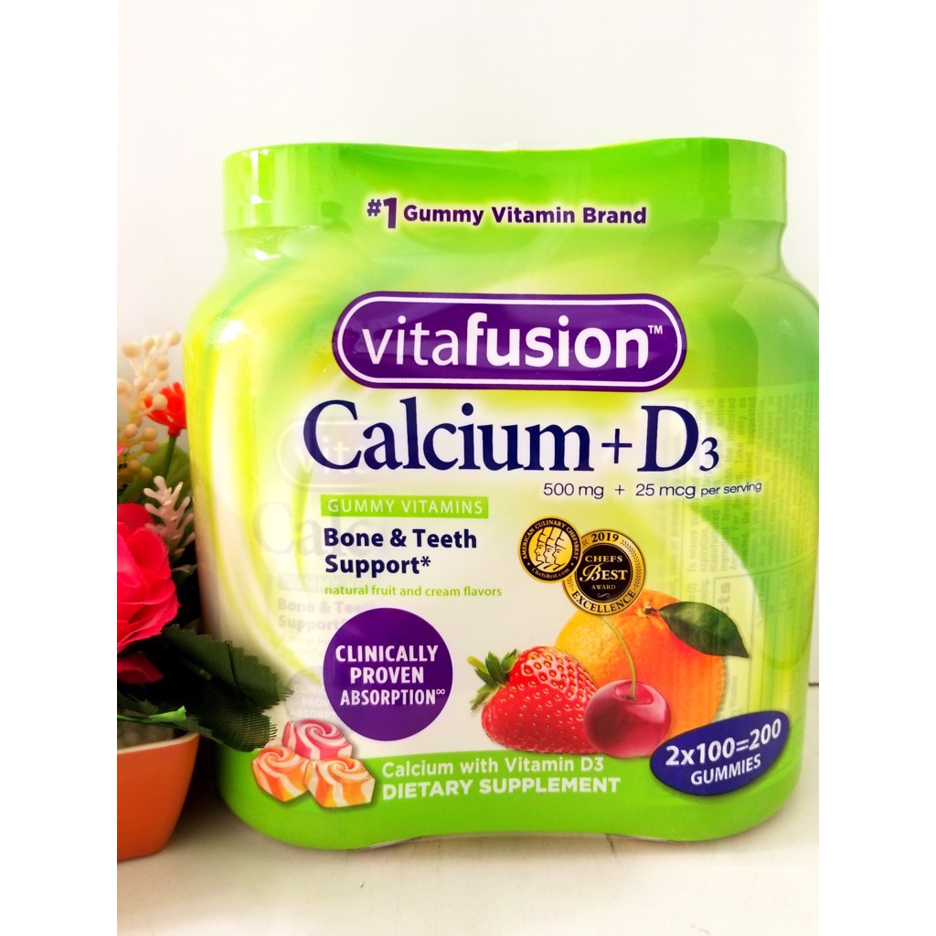 Kẹo Dẻo Canxi Vitafusion Calcium + D3  500mg 100 Viên