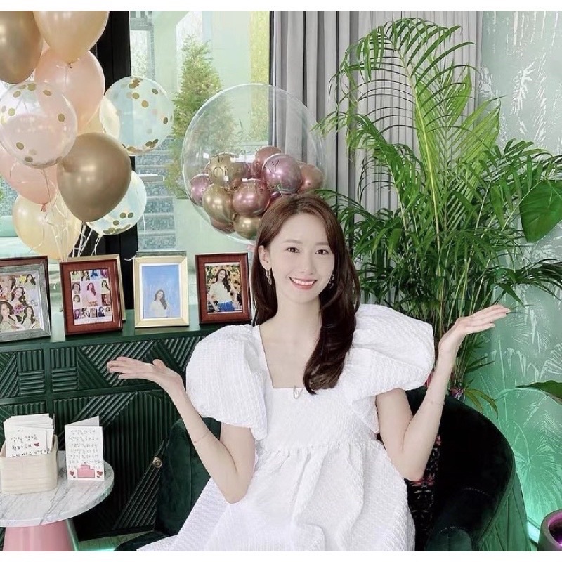 Đầm xốp trắng tay phồng giống Jennie BLACKPINK, Yoona SNSD