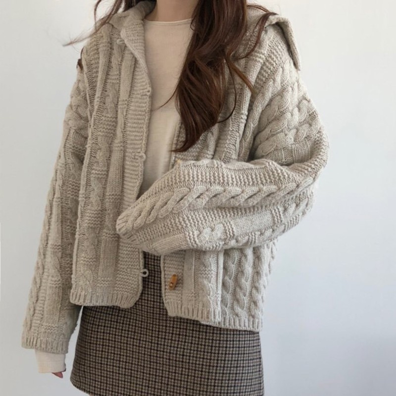 Áo Khoác Cardigan Dệt Kim Màu Trơn Thanh Lịch Thời Trang Dành Cho Áo Len Nữ