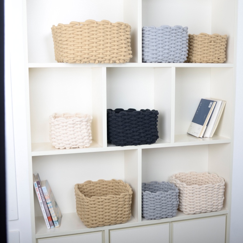 Giỏ Đan Sợi Cotton Phong Cách Bắc Âu Đơn Giản Sắp Xếp Đồ Chơi / Mỹ Phẩm / Đồ Dùng Để Bàn
