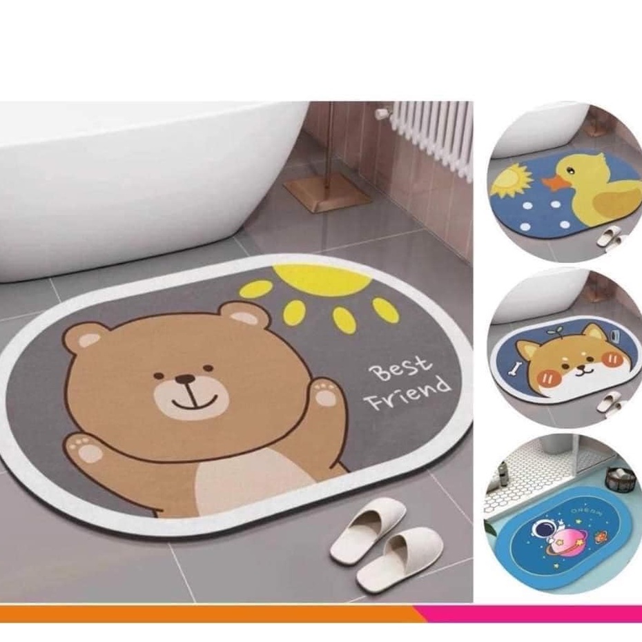 Thảm Lau Chân Hình Bầu Chống Trơn Trượt Thấm Nước 40*60cm Màu Vintage | Liz Flower