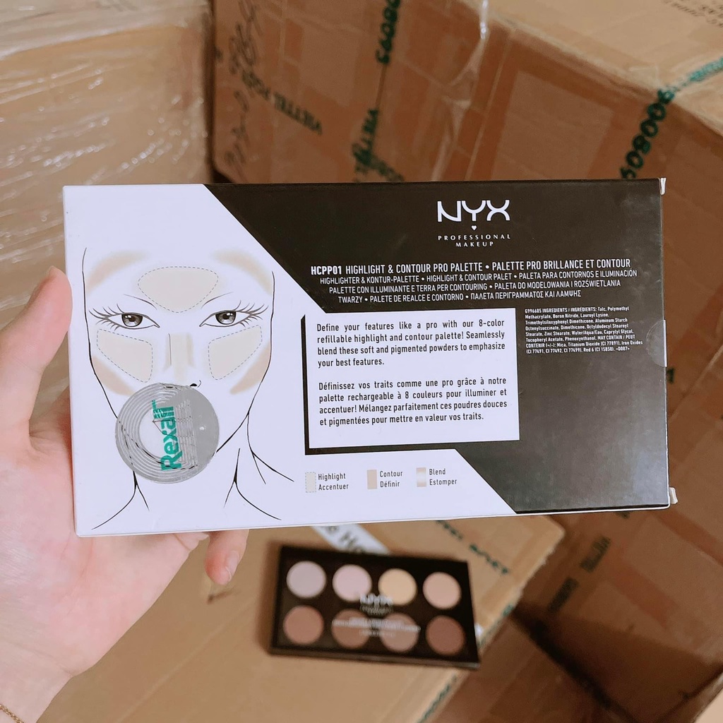 BẢNG TẠO KHỐI NYX 8 Ô HIGHLIGHT & CONTOUR PRO PALETTE 2.7g {Chính Hãng}