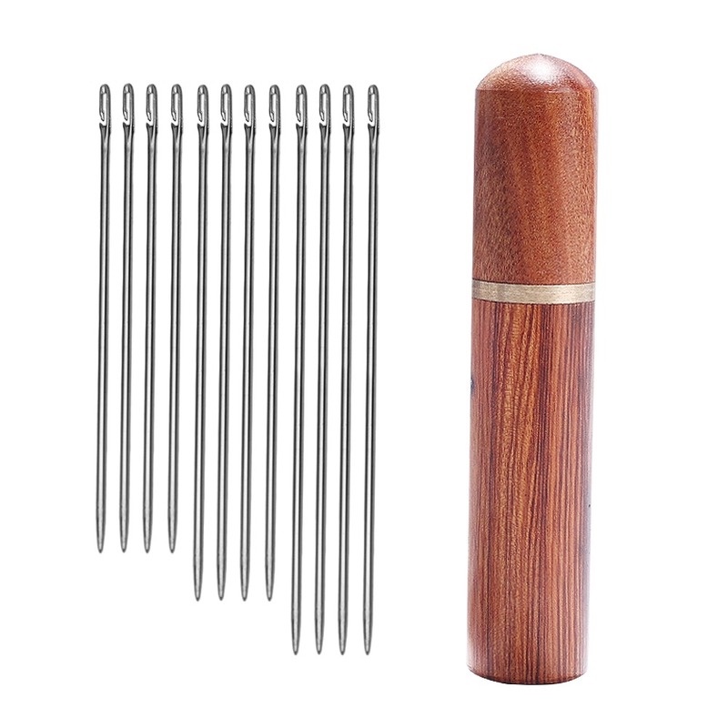 Set 12 Kim May Vá Bằng Thép Không Gỉ Hình Trụ/Gi Lanh Tiện Dụng