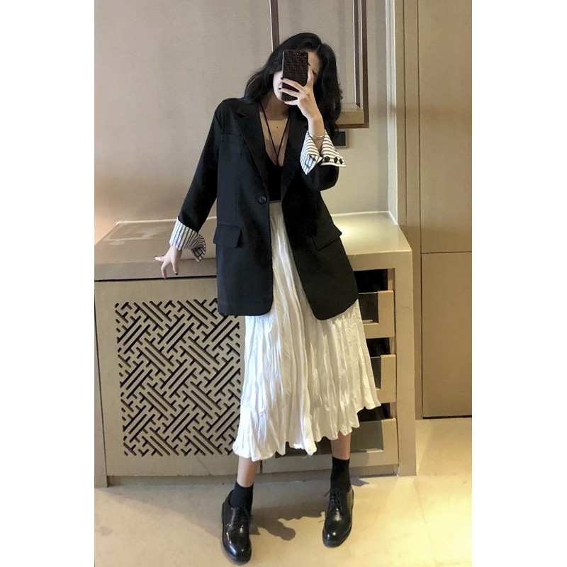 (HÀNG SẴN) Chân váy voan trắng midi dáng dài xếp ly nhăn nhẹ nhàng điệu đà sang chảnh Vintage | BigBuy360 - bigbuy360.vn