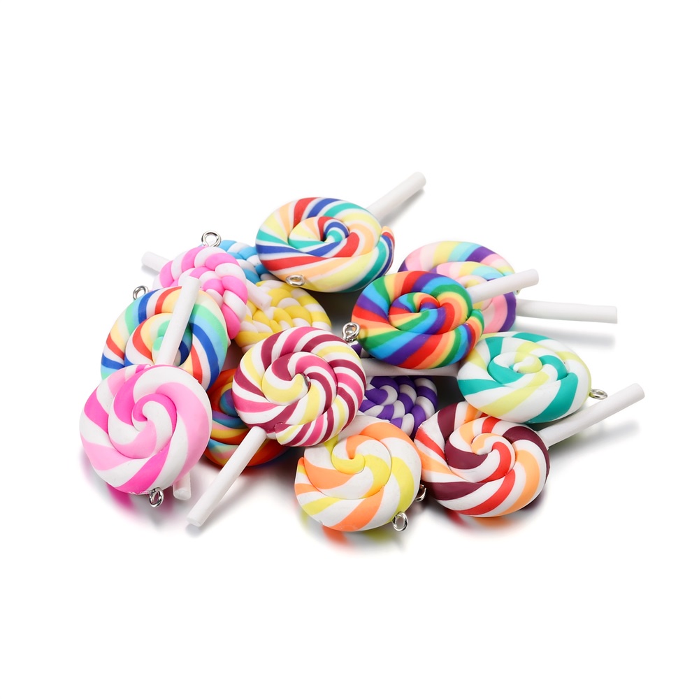 10 đồ trang trí ST.KUNKKA hình kẹo mút làm mặt dây chuyền/móc khóa/bông tai DIY thời trang