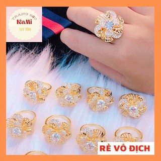 Nhẫn Nữ Hoa💎𝑭𝑹𝑬𝑬𝑺𝑯𝑰𝑷 💎[Mã HOAC10 giảm 10% đơn 99k] Nhẫn hoa xoáy đính đá thiết kế cao cấp