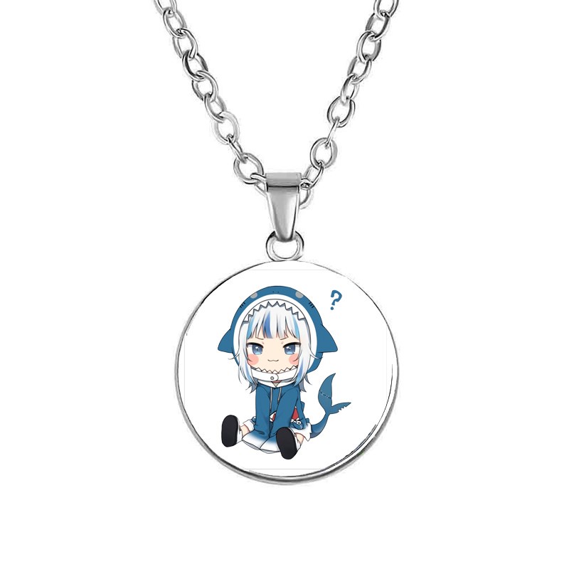 Vòng cổ in hình GAWR GURA Hololive Vtuber phụ kiện trang sức phong cách anime chibi