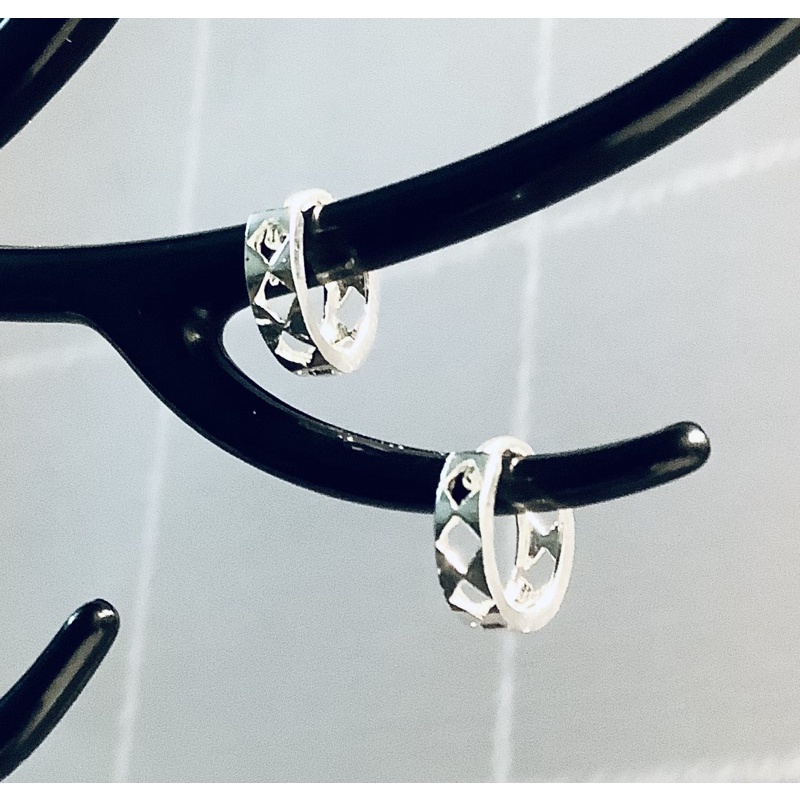 Khuyên tai / bông tai Puns Jewelry bạc S925 bản tròn trơn cá tính