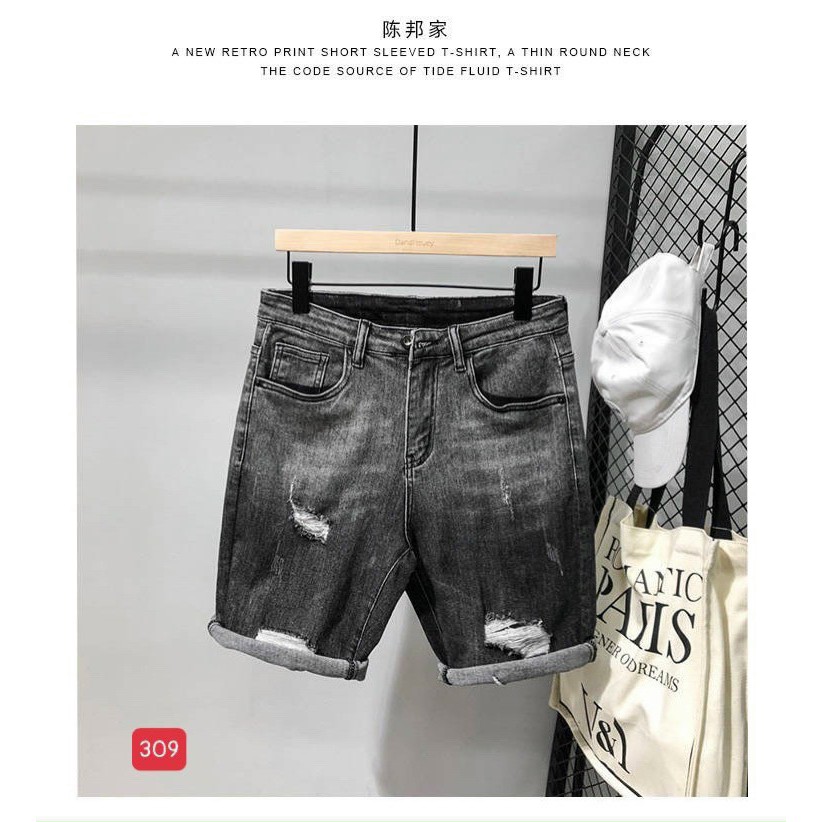 Quần short jean nam đen rách cao cấp - chất liệu bò co giãn tốt ( Hàng chuẩn shop) Lady-Hn Store88 KV01