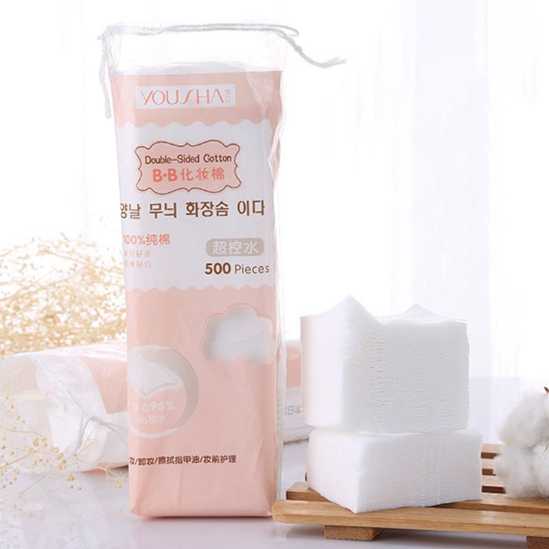Túi 500 Miếng Bông Tẩy Trang Bằng Vải Không Dệt Mỏng