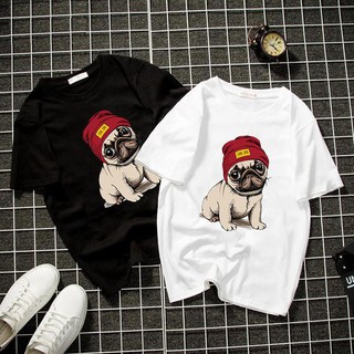 Áo thun unisex pug dễ thương màu trắng 2019T853