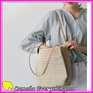 Sẵn hàng - túi cói quai xách da đẹp đơn giản t37 - camoha everything