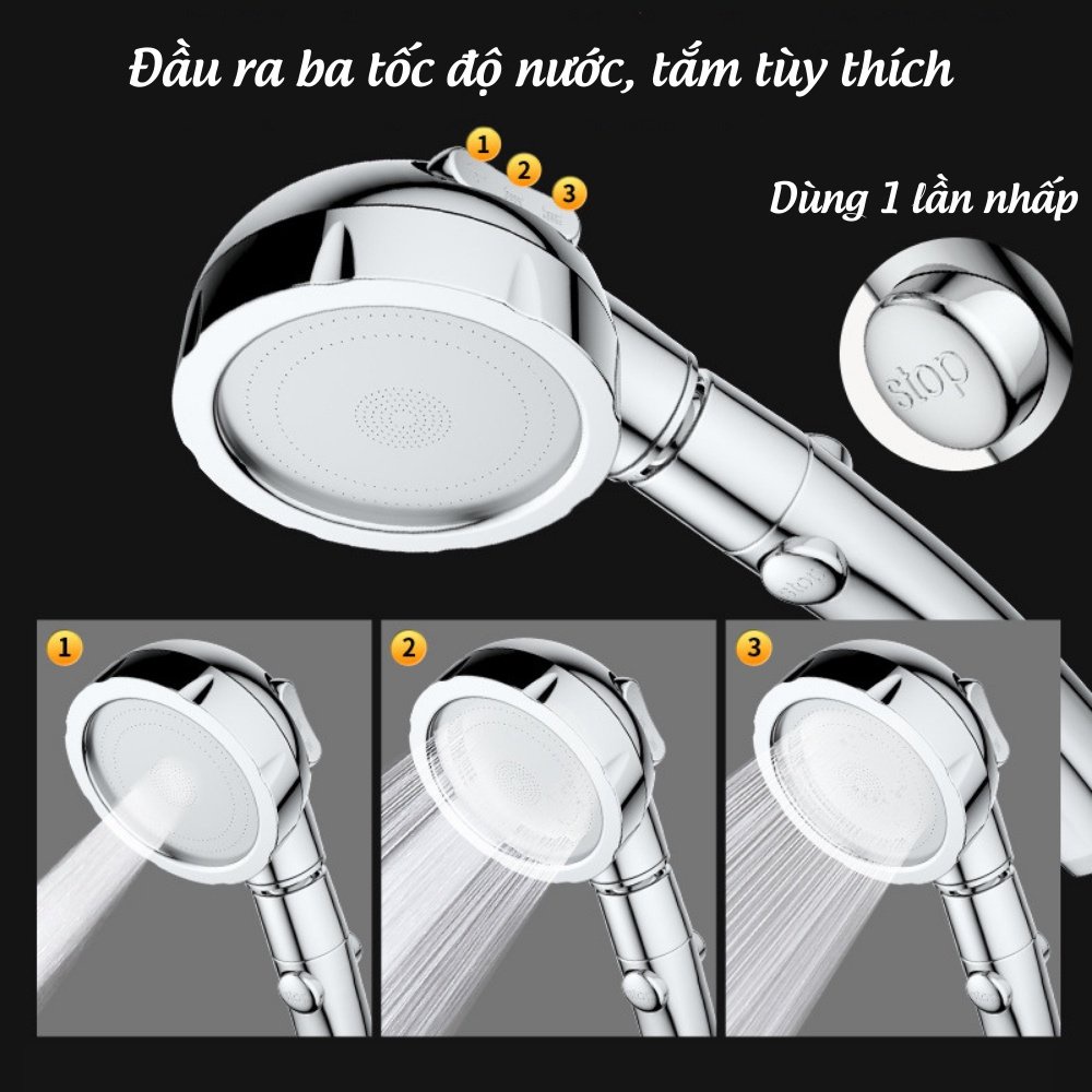 Vòi Hoa Sen Vòi Sen Tăng Áp Tia Nước Mạnh 3 Chế Độ Nước Bằng Inox Không Gỉ LEON OFFICIAL