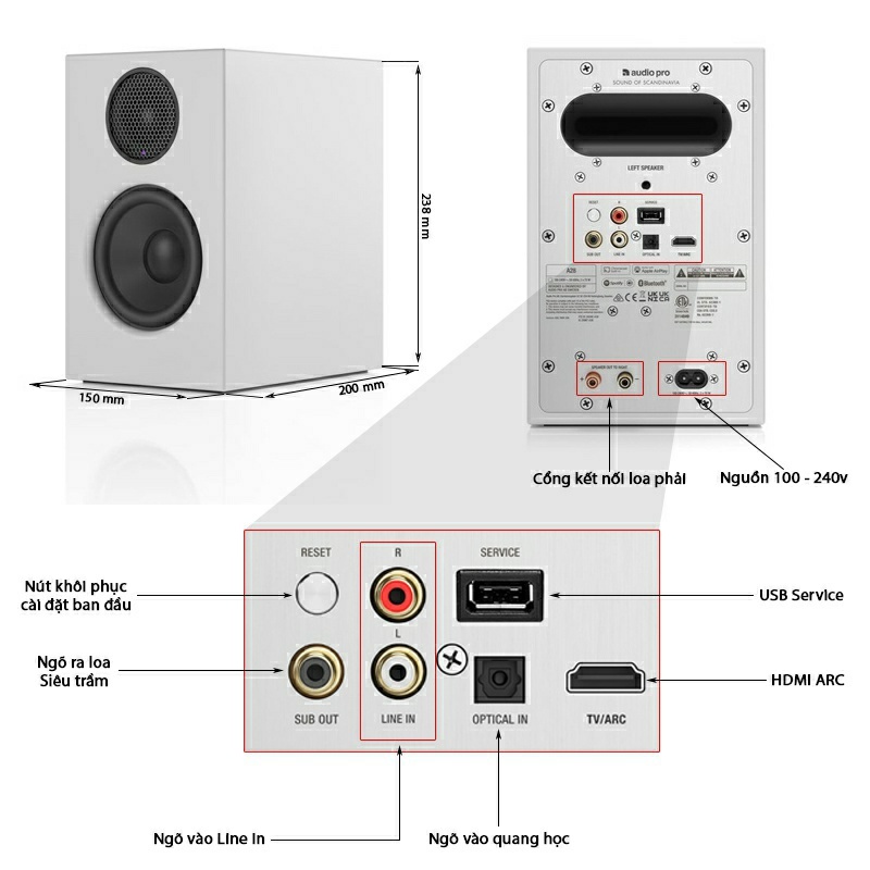 Loa Audio Pro A28 - Hàng chính hãng bảo hành 12 tháng