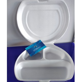 Lốc 100 Hộp xốp tròn 3 ngăn đựng thức ăn ( H5)