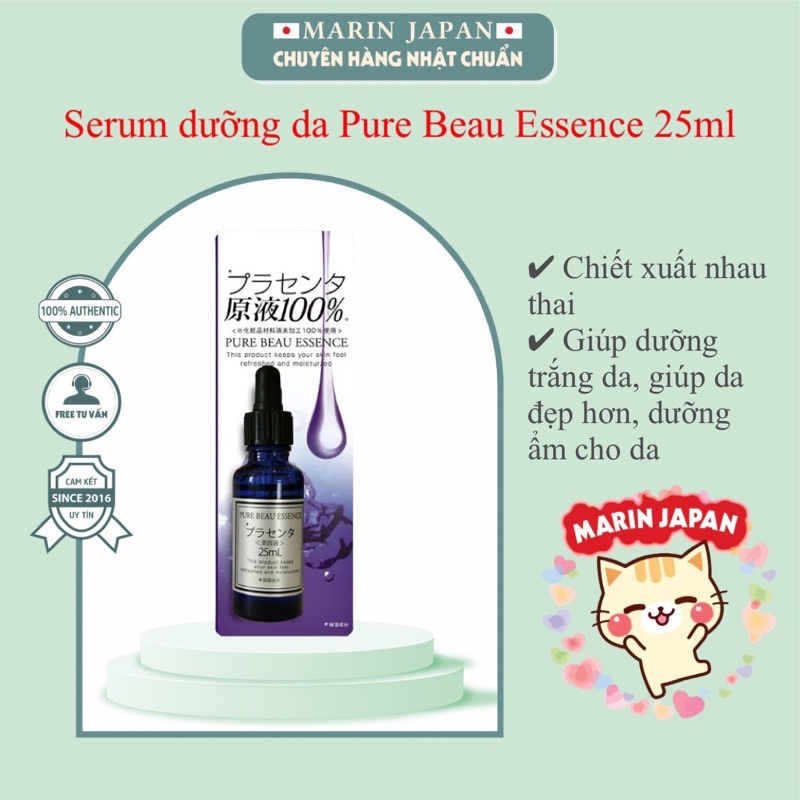 Serum dưỡng da Pure Beau Esence nhau thai, Vitamin C , Hyaluronic chuẩn hàng nội địa Nhật Bản