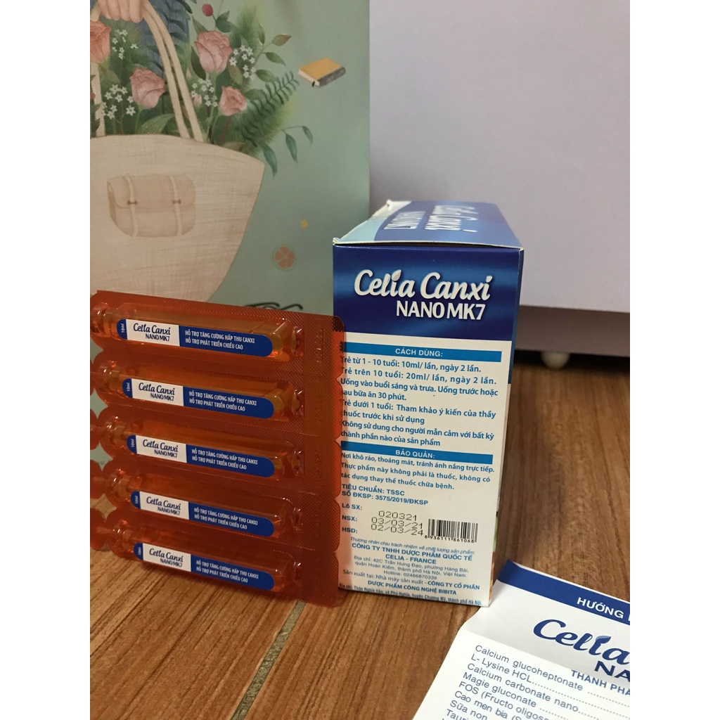 Celia Canxi Nano MK7 Bổ sung canxi vitamin D3 cho cơ thể hỗ trợ sự phát triển chiều cao