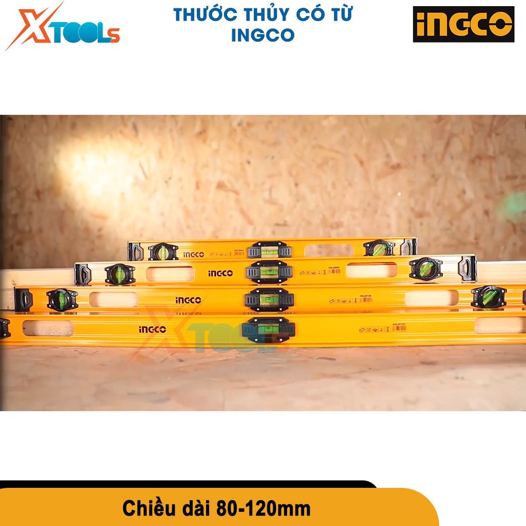 Thước thủy có từ Ingco HSL28080 làm bằng nhôm, chiều dài: 80cm, độ dày: 2.0mm, có từ tính [CHÍNH HÃNG][XTOOLS]