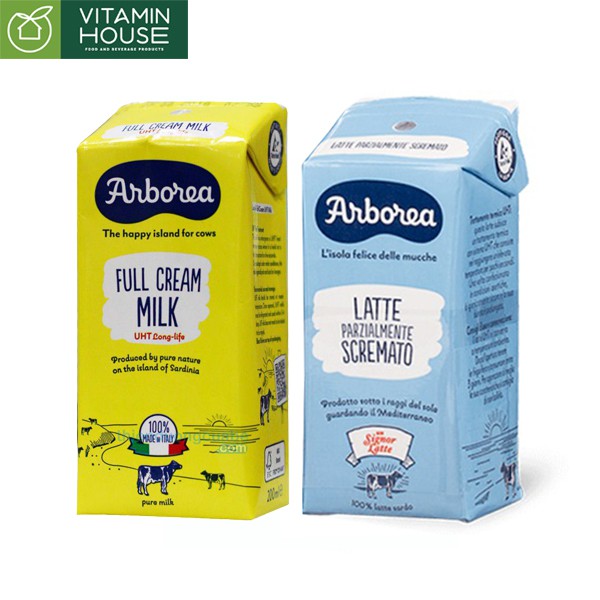 Sữa tươi Ý Arborea nguyên kem ít kem 200ml [Vitamin House]