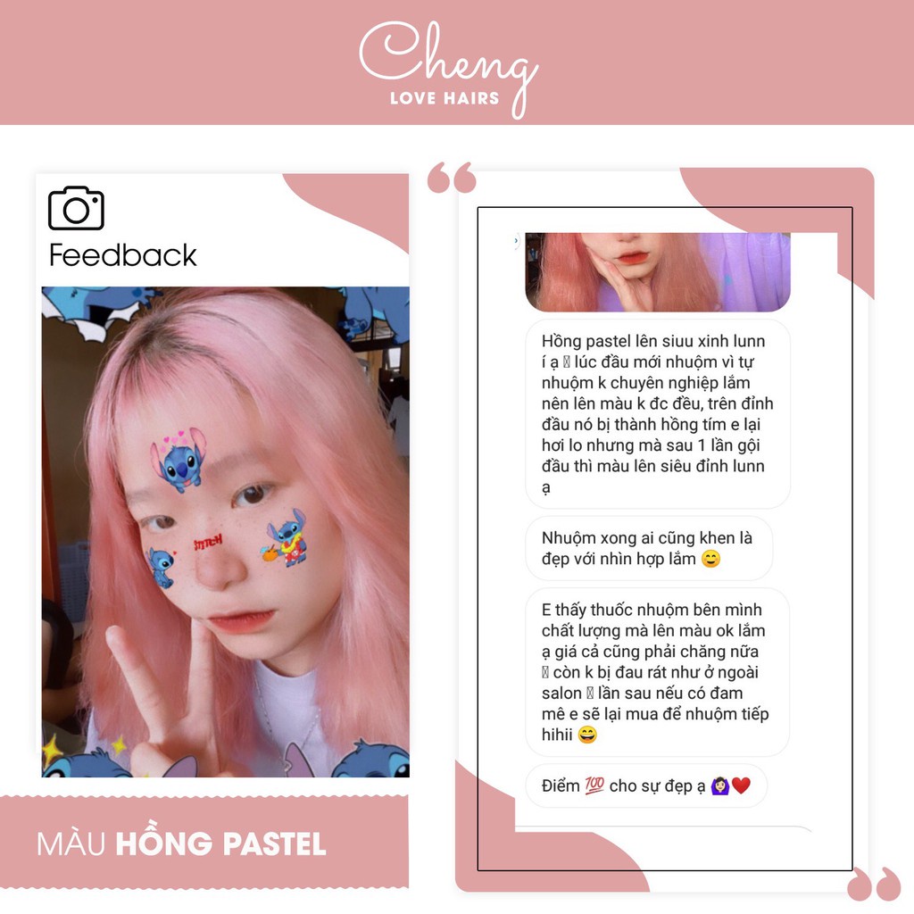 Thuốc nhuộm tóc HỒNG PASTEL cần thuốc tẩy tóc lên từ tone 8 - 9 tặng oxi trợ nhuộm | Chenglovehair, Chenglovehairs