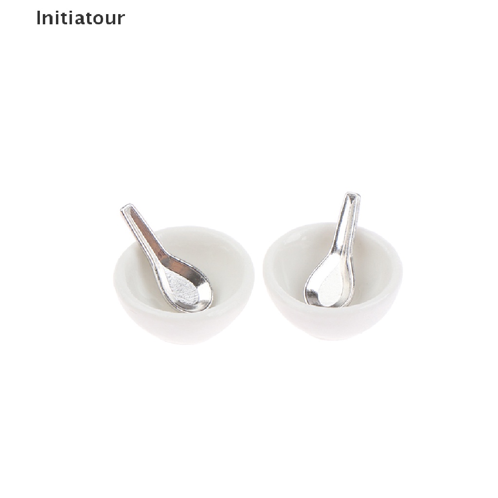 Bộ 4 Tô Muỗng Sứ Mini Tỉ Lệ 1: 12 Trang Trí Nhà Búp Bê