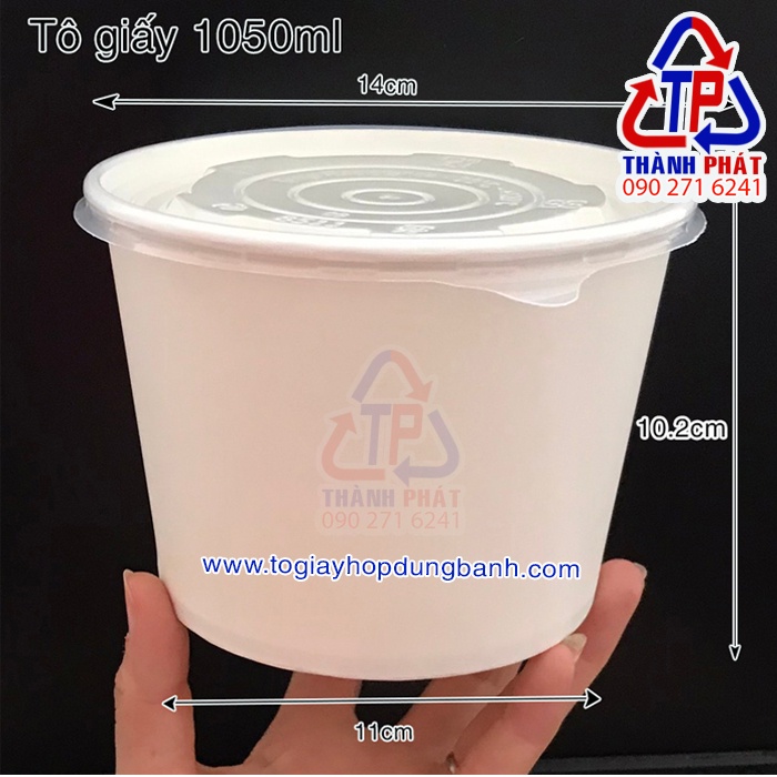 50 Tô giấy 800ml có nắp- tô giấy đựng hủ tiếu - tô giấy đựng bánh canh - tô giấy đựng phở