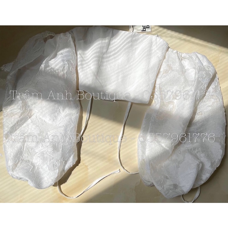 Áo croptop 2 dây tay bồng Briebrie cao cấp chất liệu vải gấm hoa thêu, sang chảnh - 267