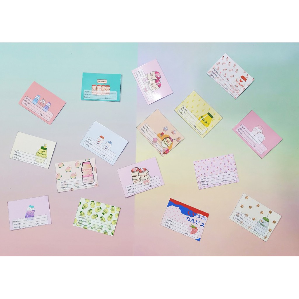 nhãn vở yakult NV30 hoạt hình set 16 chiếc có keo dán sẵn