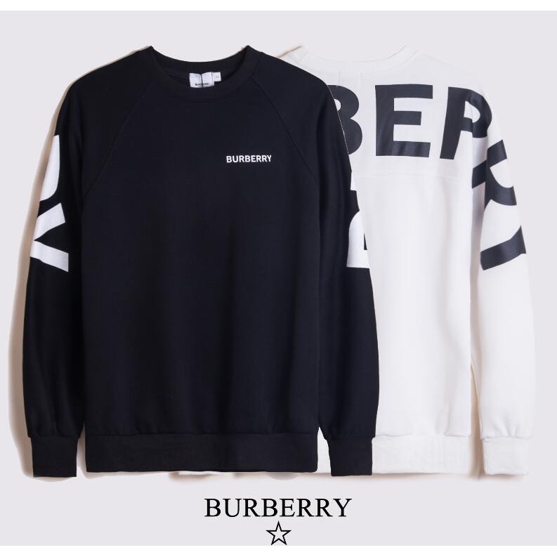 Áo Sweater Cotton Cổ Tròn In Chữ Burberry Thời Trang Cho Nam Và Nữ