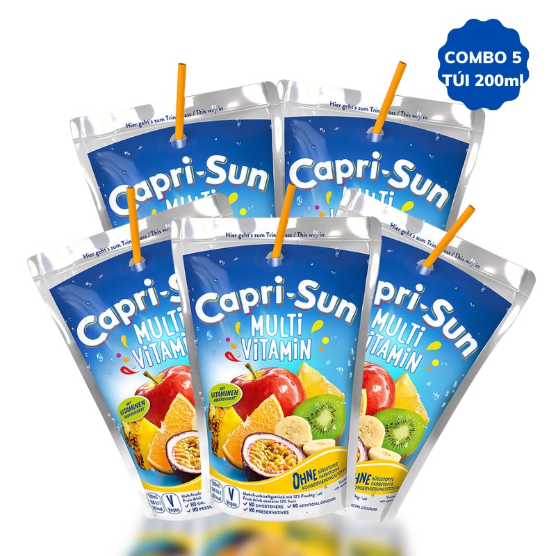 {Combo 5 túi} Nước trái cây Capri Sun vị MultiVitamin 200ml - hàng nhập khẩu Đức chính hãng
