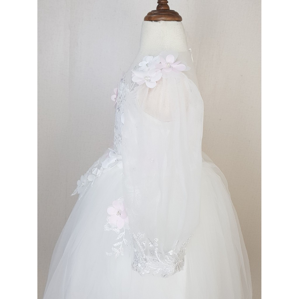 930179-ZM1- Váy ren công chúa đính hoa ngọc màu trắng ,hiệu tutupetti,size bé 2-10 cho bé từ 10 đến 40kg