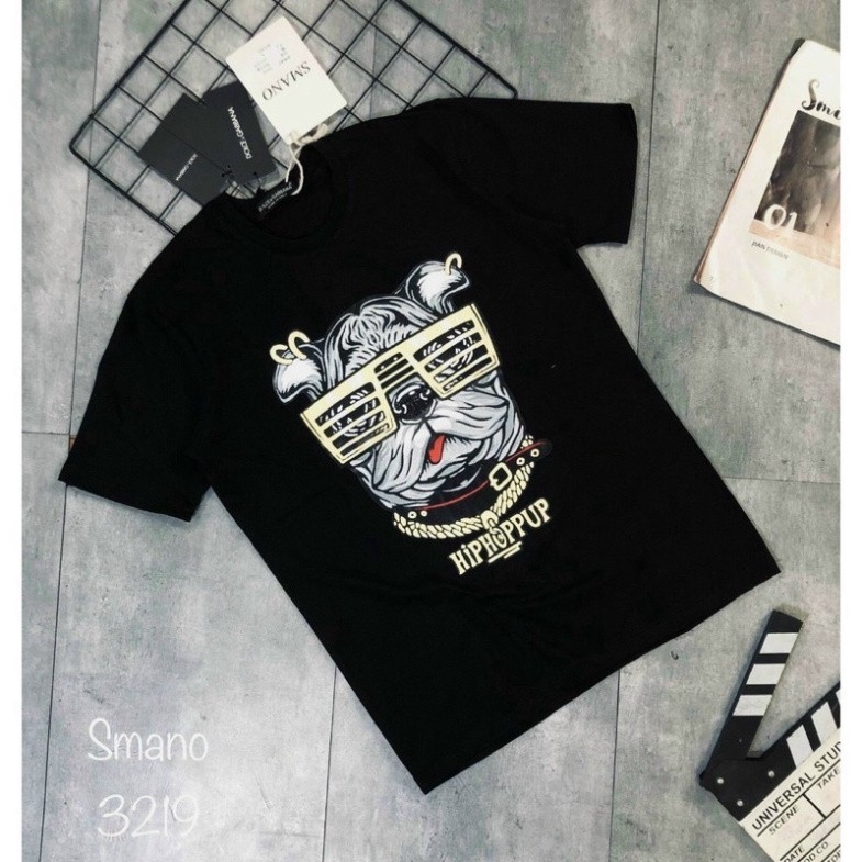 Km Áo Thun Nam Ngắn Tay Cổ Tròn Áo Phông Nam In Hình Chó Đeo Kính Phong Cách Chất Vải Cotton sỉ ib