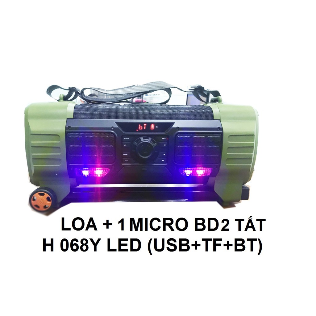 Loa kéo di động BD-H068Y, loa karaoke du lịch, kèm 1 mic