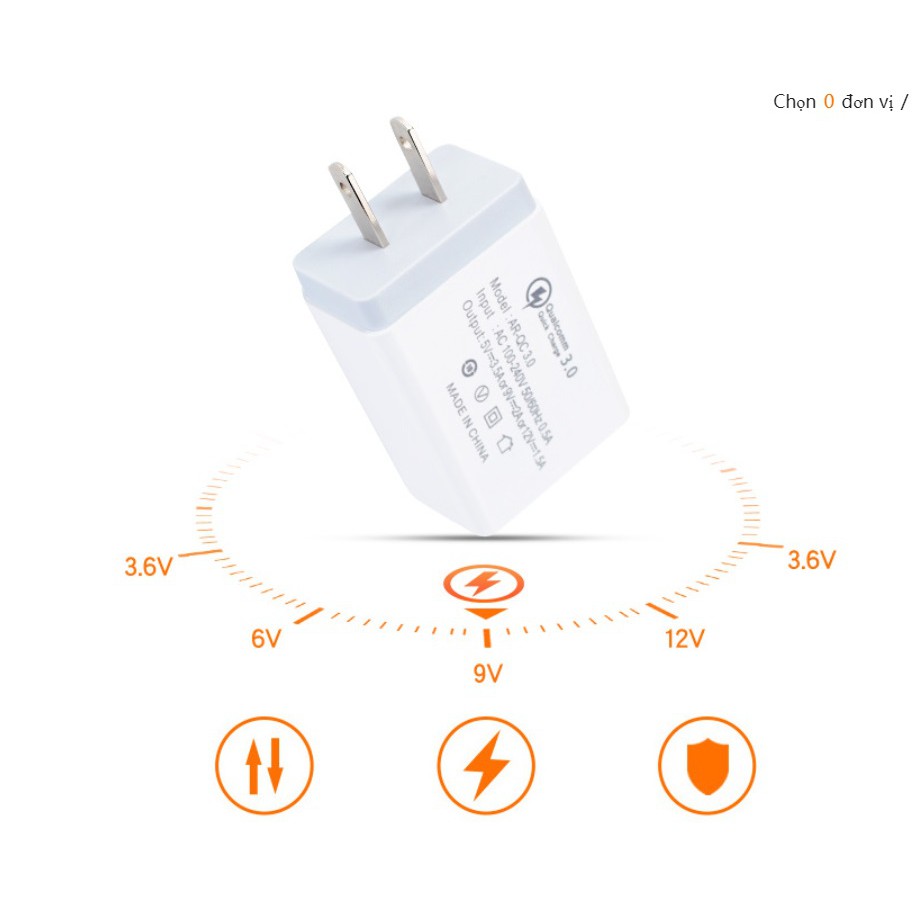 Củ sạc nhanh QC 3.0 ONTEK 1 cổng CX1