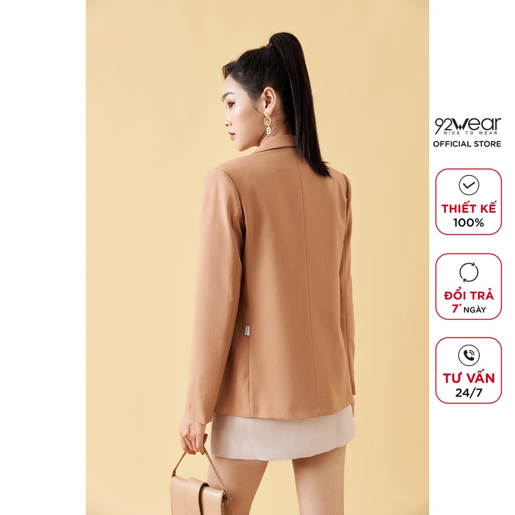 Áo vest nữ dài tay cổ bẻ 92WEAR thiết kế thanh lịch, trẻ trung VDA1805 | BigBuy360 - bigbuy360.vn