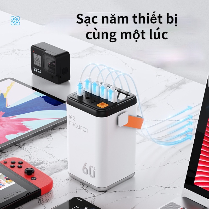 Pin sạc dự phòng công suất 60000 mAh Polyme BH 12 tháng.