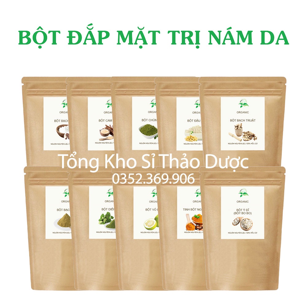 Combo 10 loại bột mờ thâm nam (Bột thiên nhiên, dưỡng trắng da, cấp ẩm, chống lão hóa)