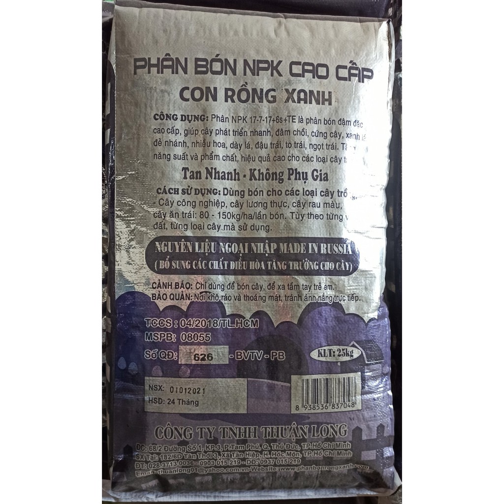 Phân bón NPK 17.7.17 Rồng Xanh - Túi Zip 1Kg